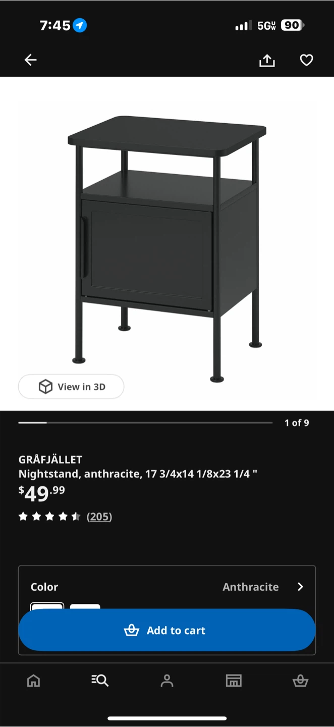 IKEA GRÄFJÄLLET Nightstand Anthracite - photo 4