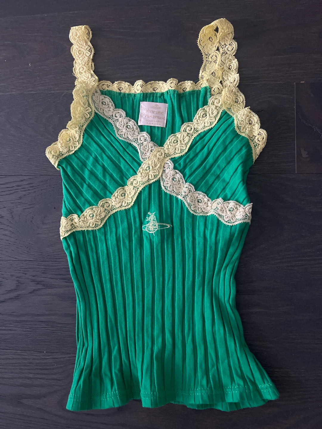 Vivienne Westwood Green Lace Trim Tank Top