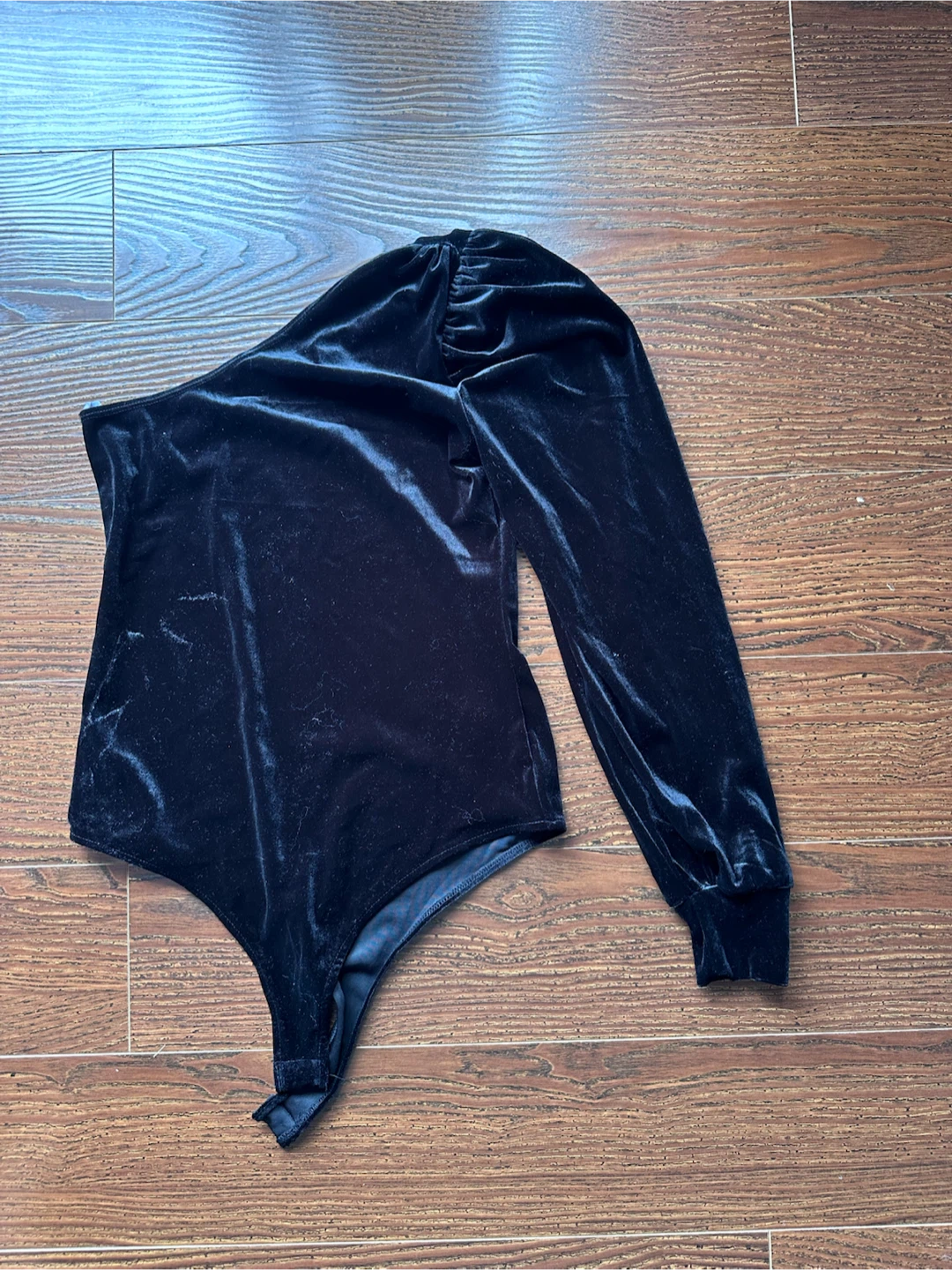 Black Velvet One-Shoulder Bodysuit
