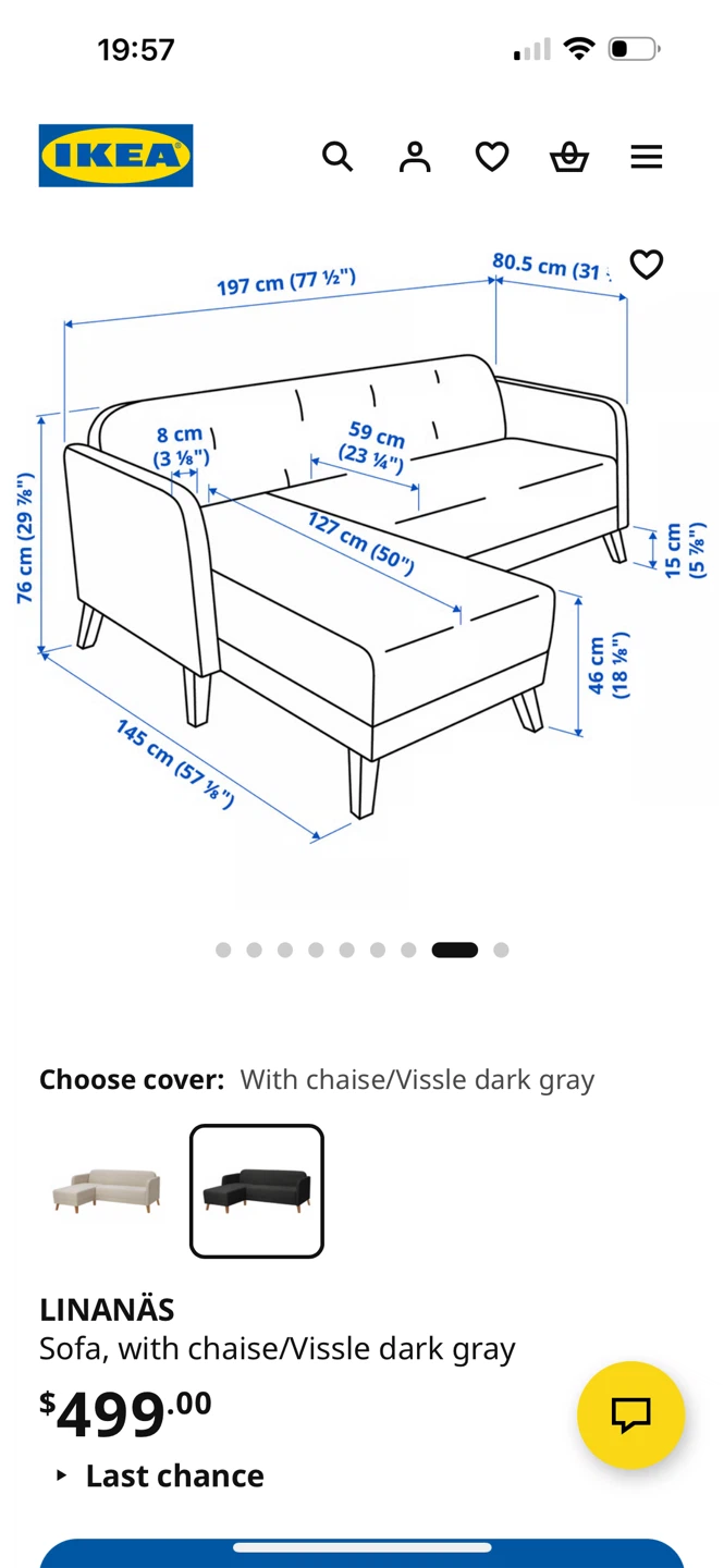 IKEA LINANÄS Sofa with Chaise - photo 3