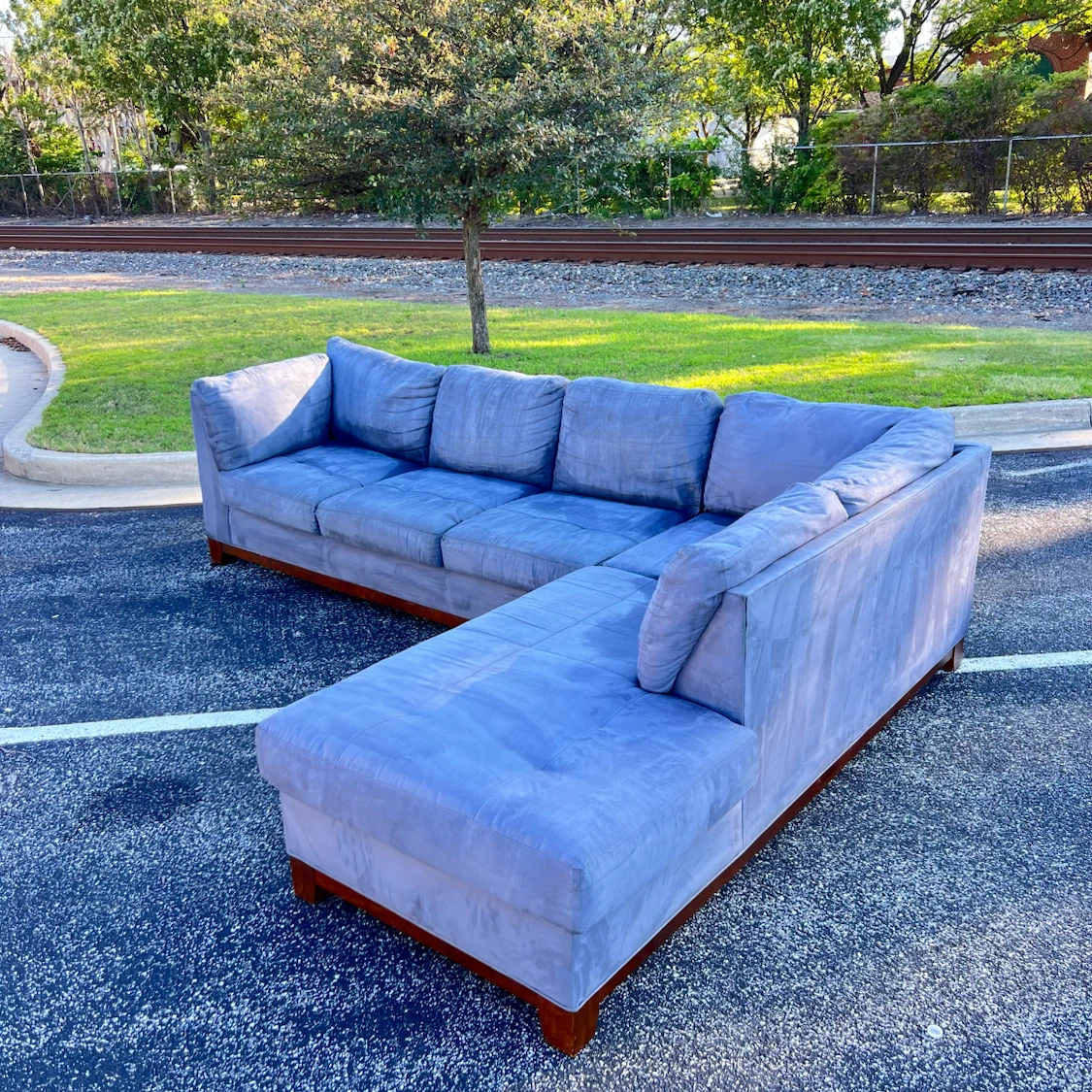 Blue Sectional Sofa with Chaise - photo 2
