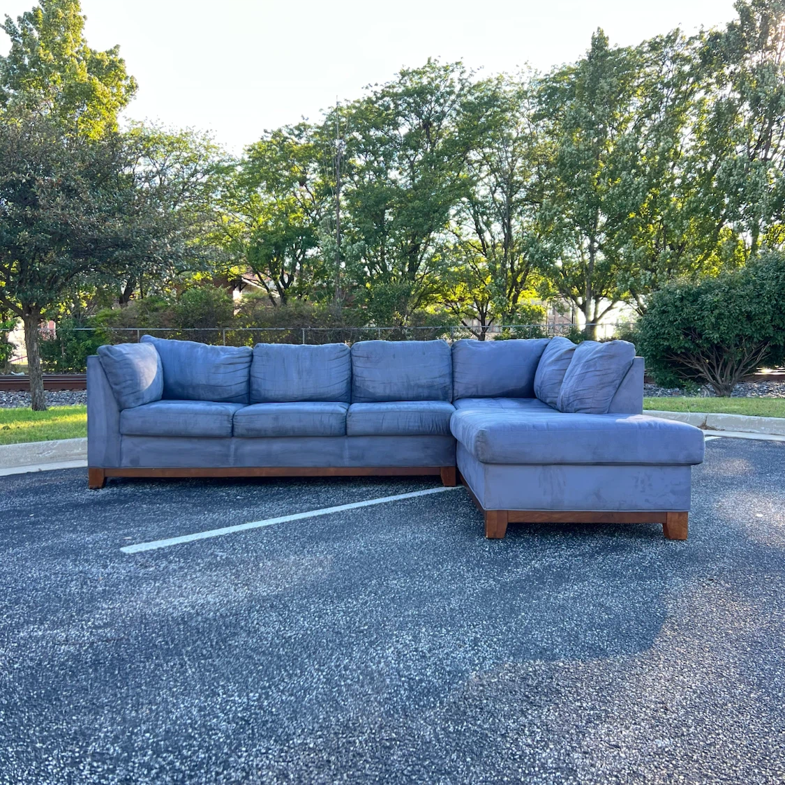 Blue Sectional Sofa with Chaise - photo 3