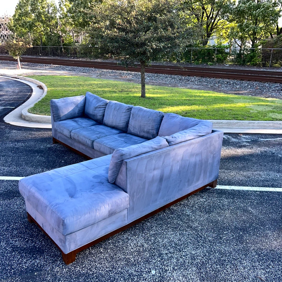 Blue Sectional Sofa with Chaise - photo 5