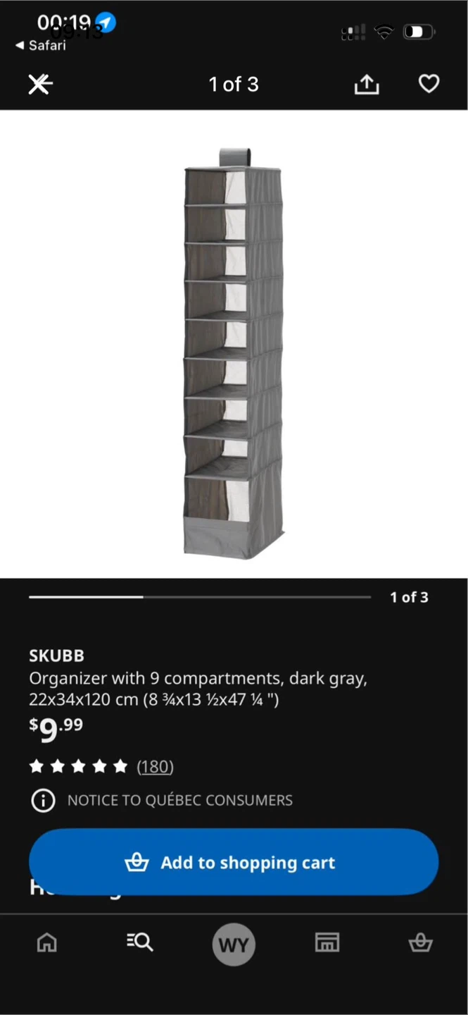 IKEA SKUBB Organizer with 9 Compartments