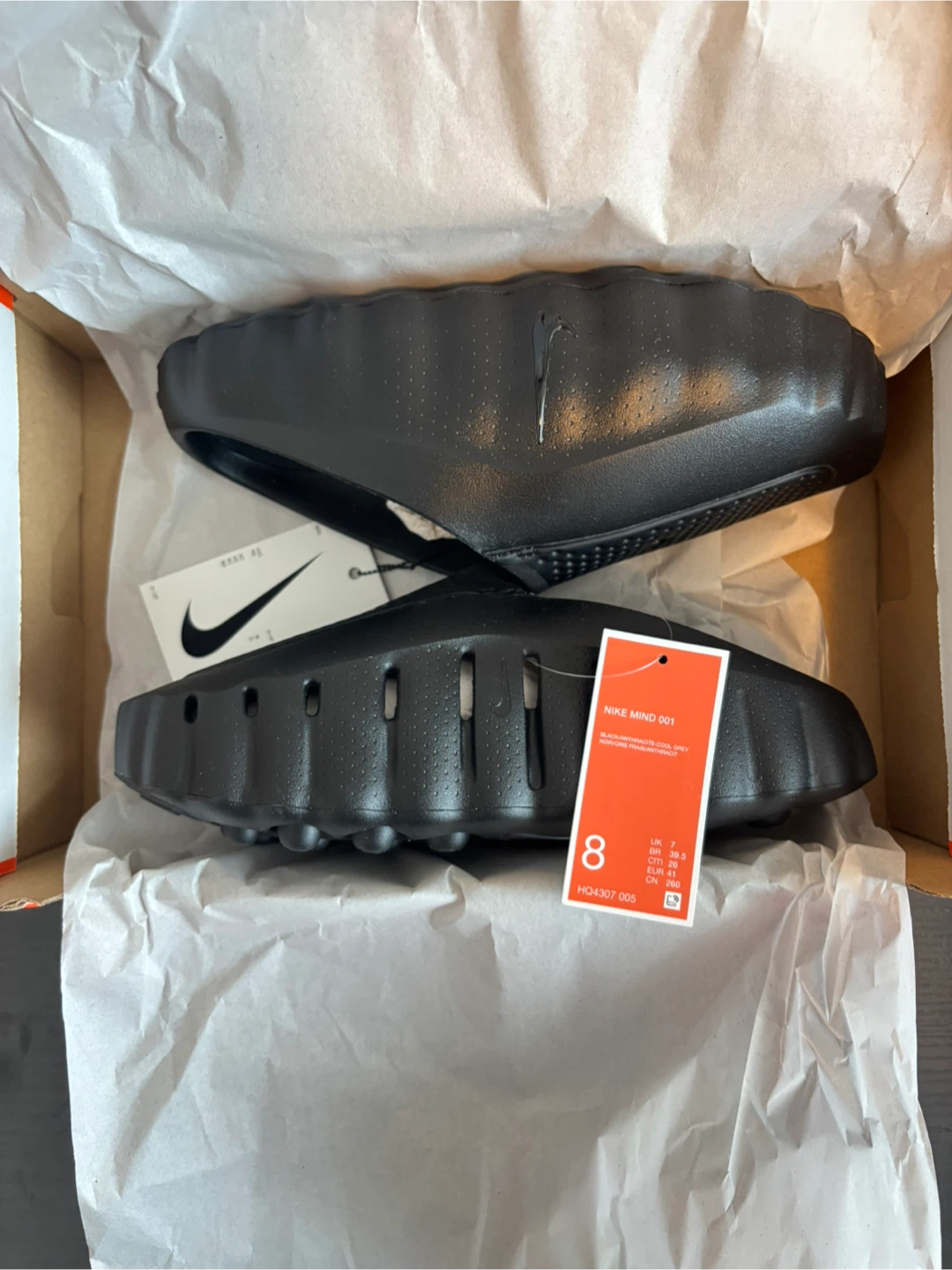 Nike Mind 001 Slide Triple Black size 8 Men’s/9 Women’s
