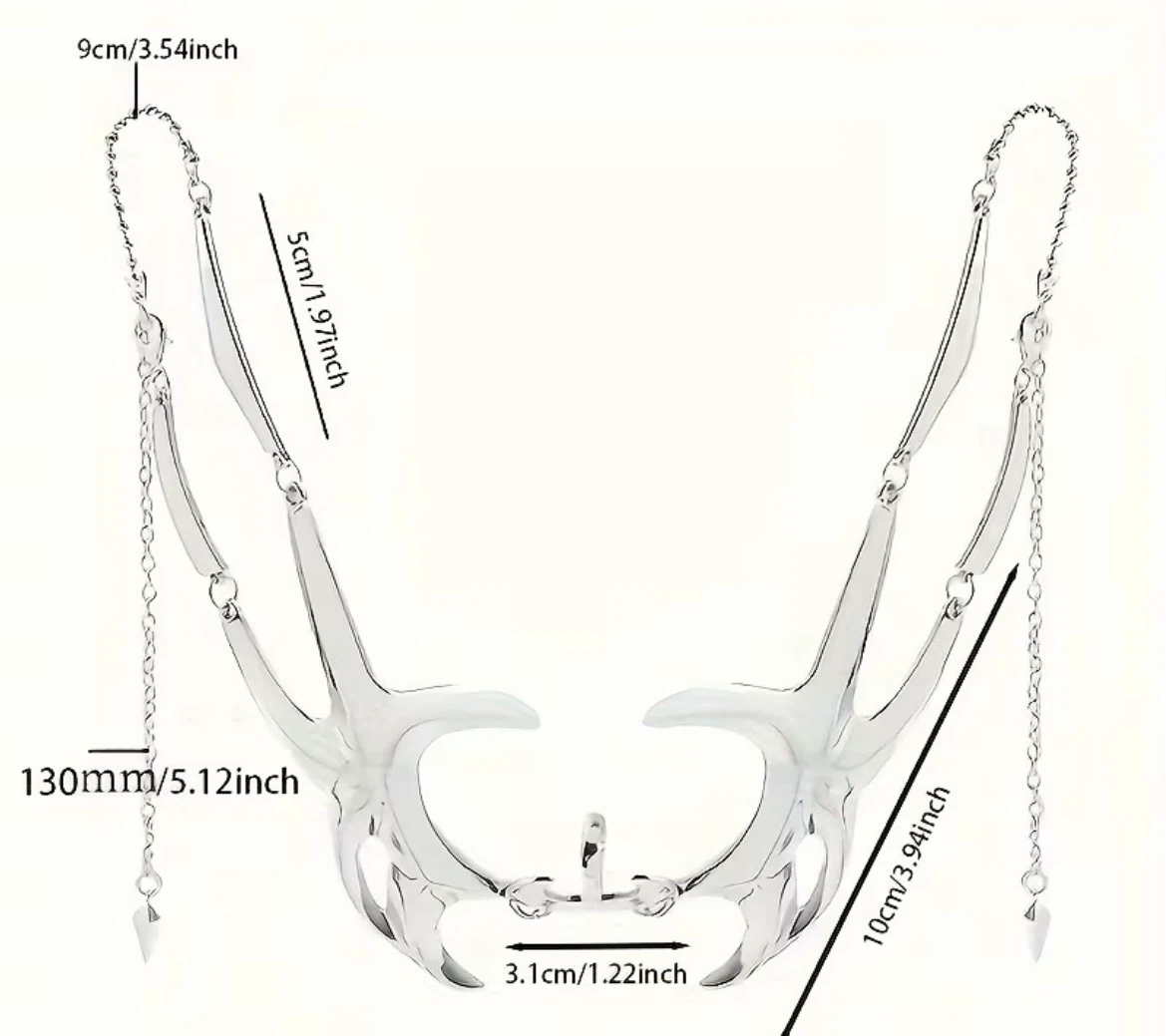 Silver Metal Face Mask Chain Accessory - photo 5