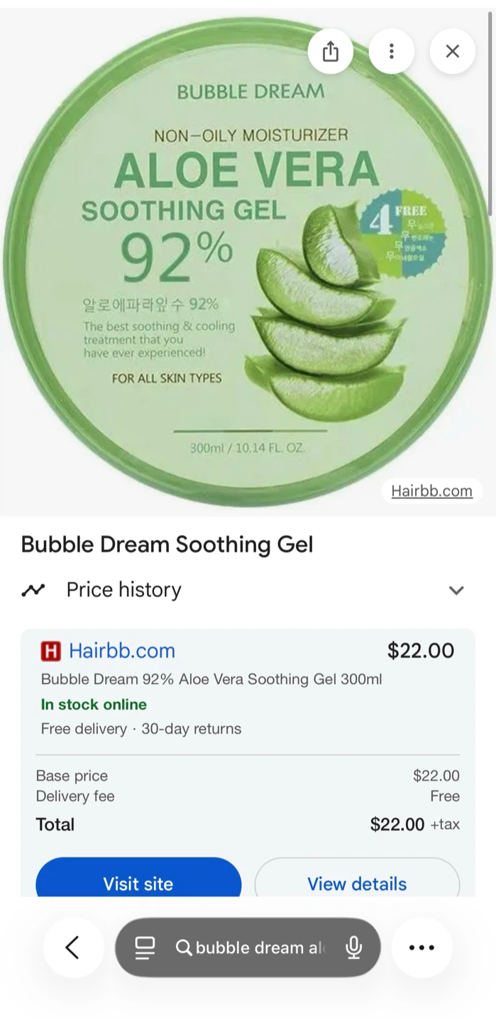 Bubble Dream Aloe Vera Soothing Gel 92% 300ml