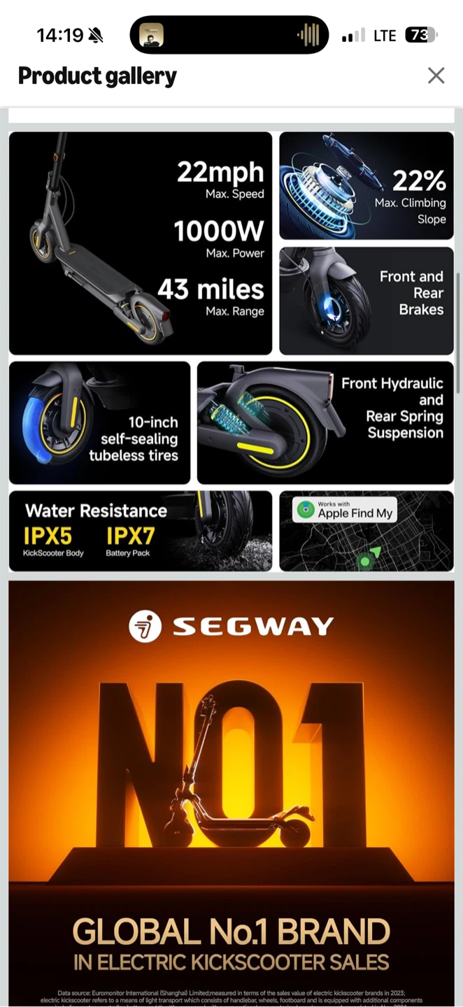 Segway Ninebot MAX Series Electric Scooter G2-43 miles - photo 4