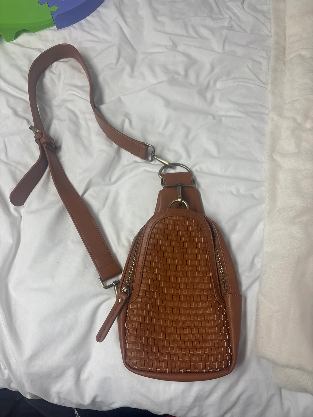 Brown Woven Sling Bag