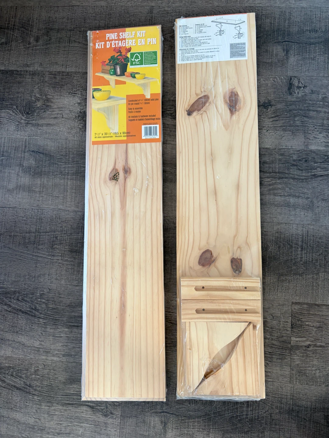 pair of Pine wooded shelf new in wrap both for $10 - photo 2