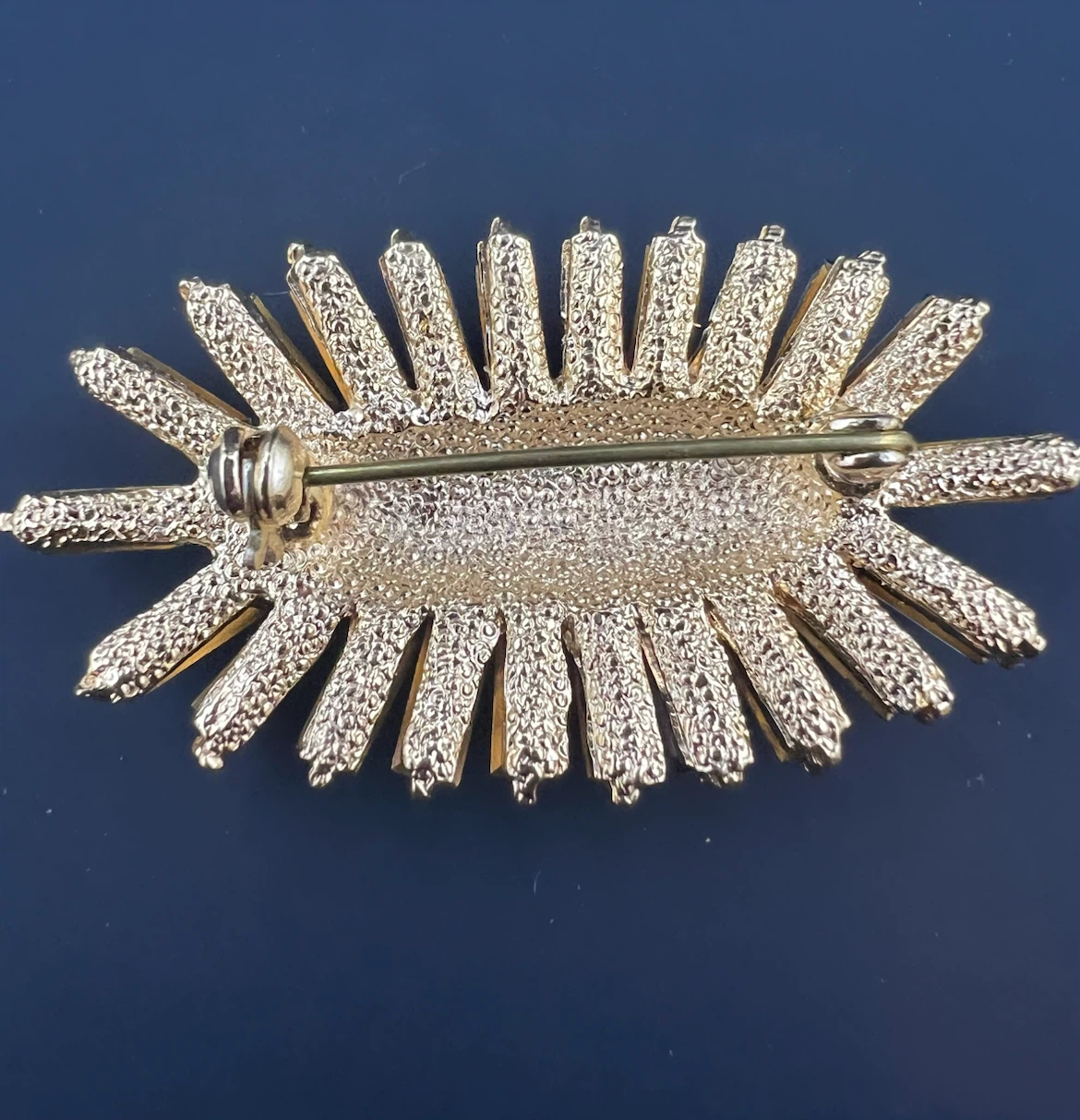 Vintage Style Blue Rhinestone Starburst Brooch - photo 2