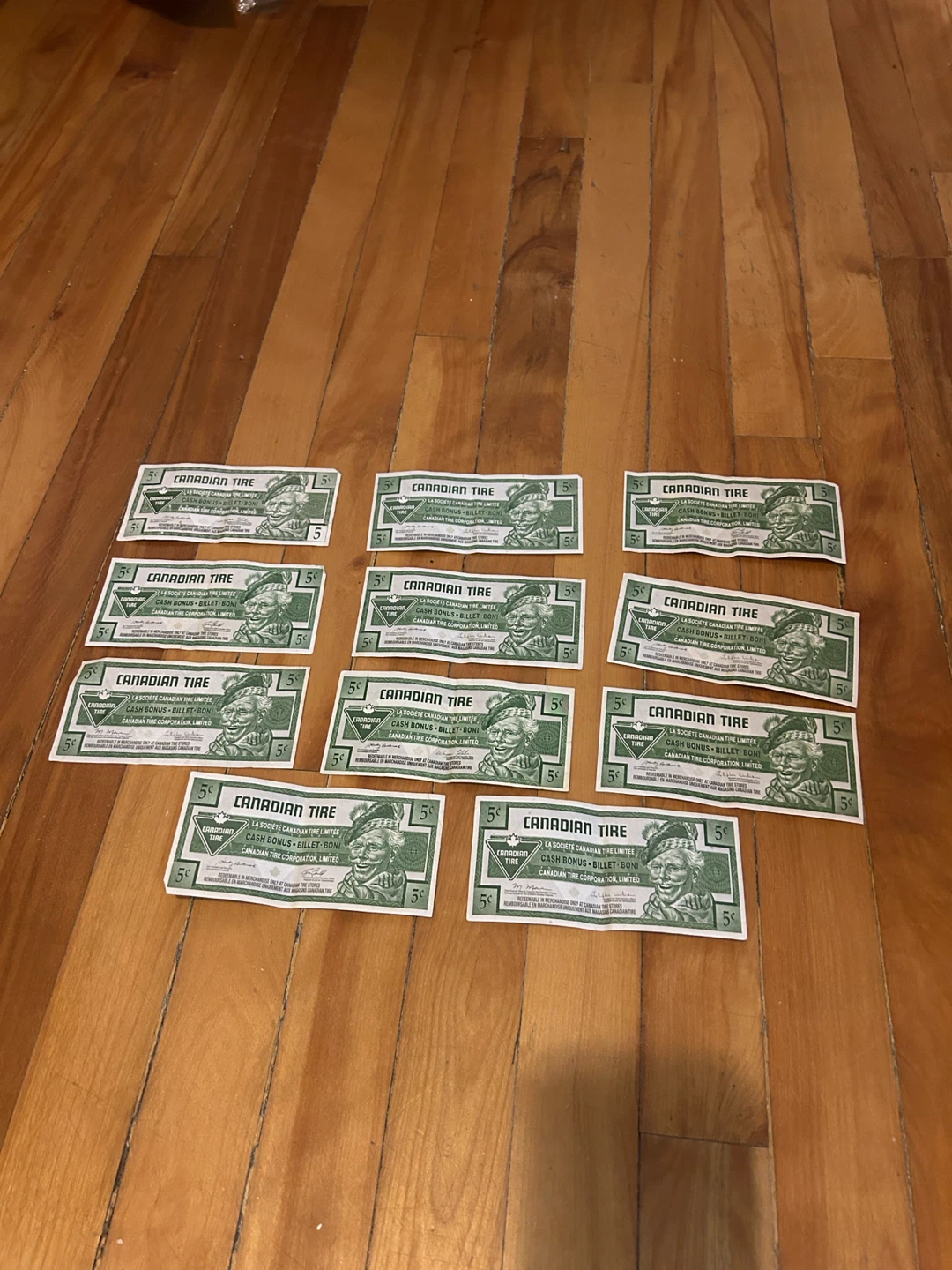 11 x Canadian Tire 5 cent Cash Bonus Tokens