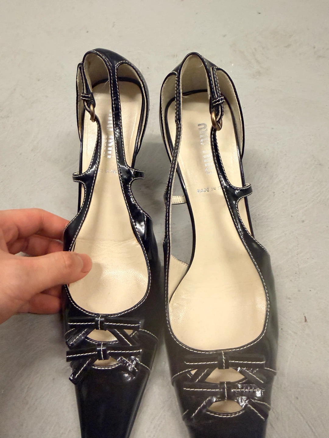 Miu Miu Black Patent Leather Slingback Heels