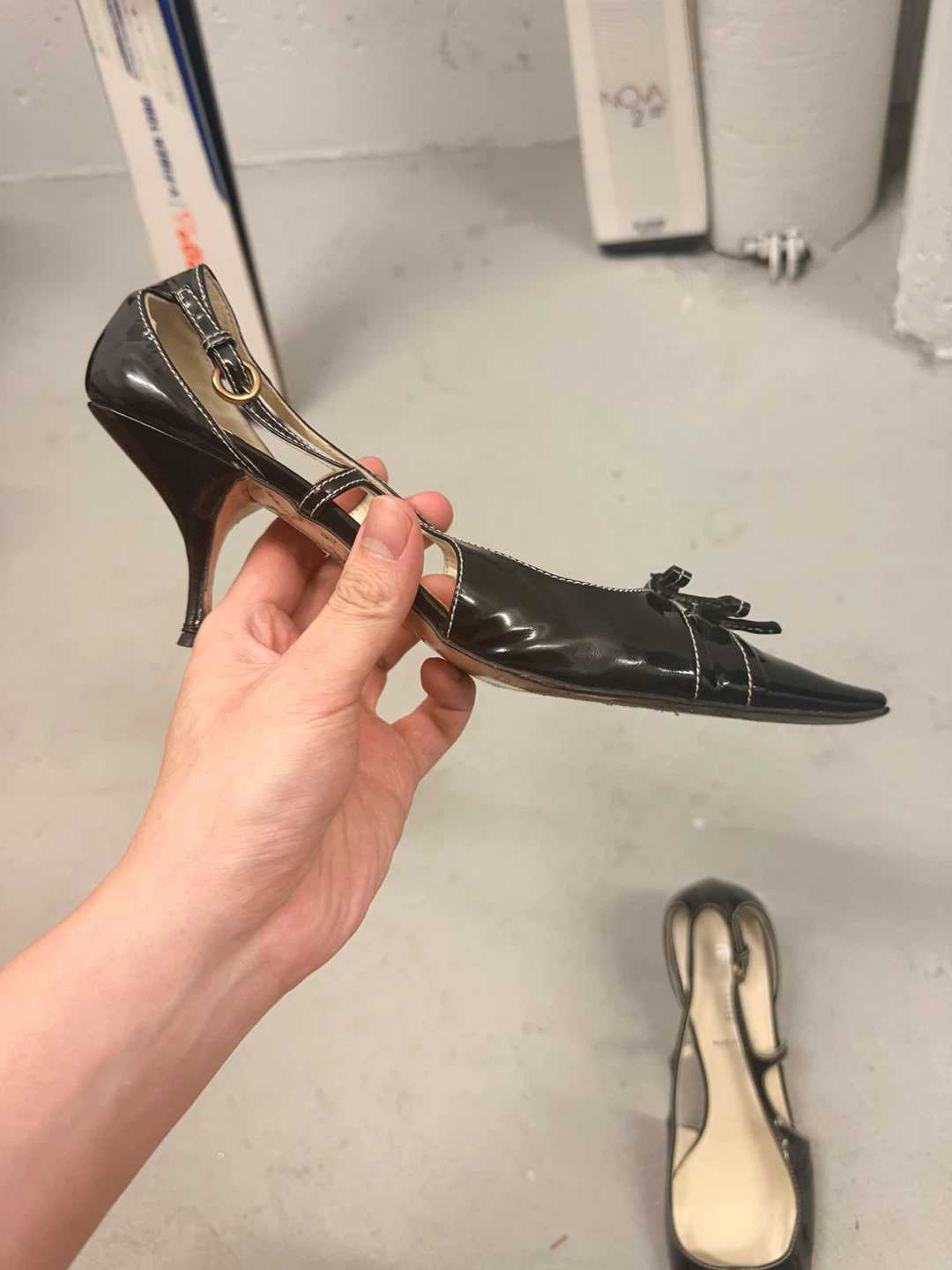 Miu Miu Black Patent Leather Slingback Heels - photo 3