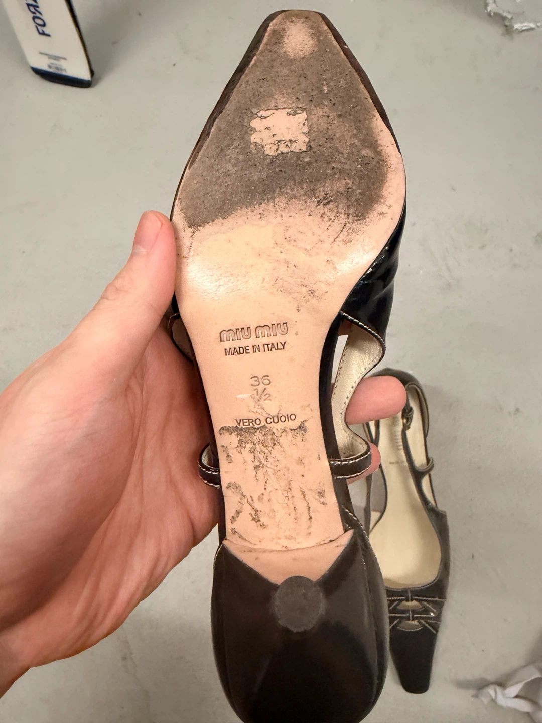 Miu Miu Black Patent Leather Slingback Heels - photo 4