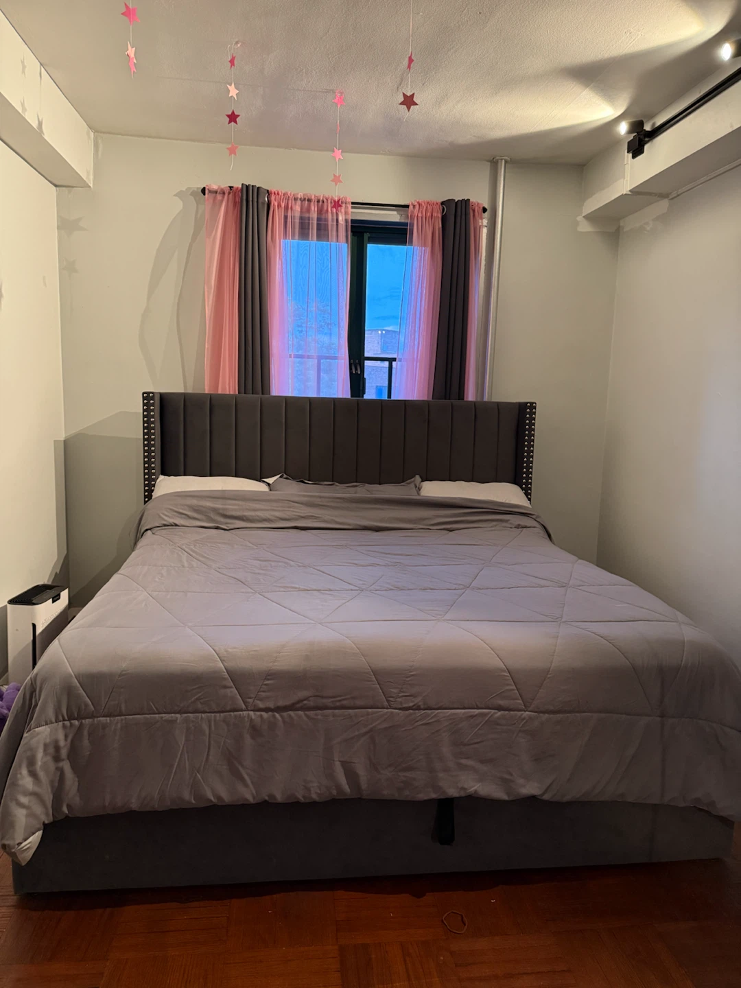 Dark Gray Upholstered Storage Bed Frame & Mattress