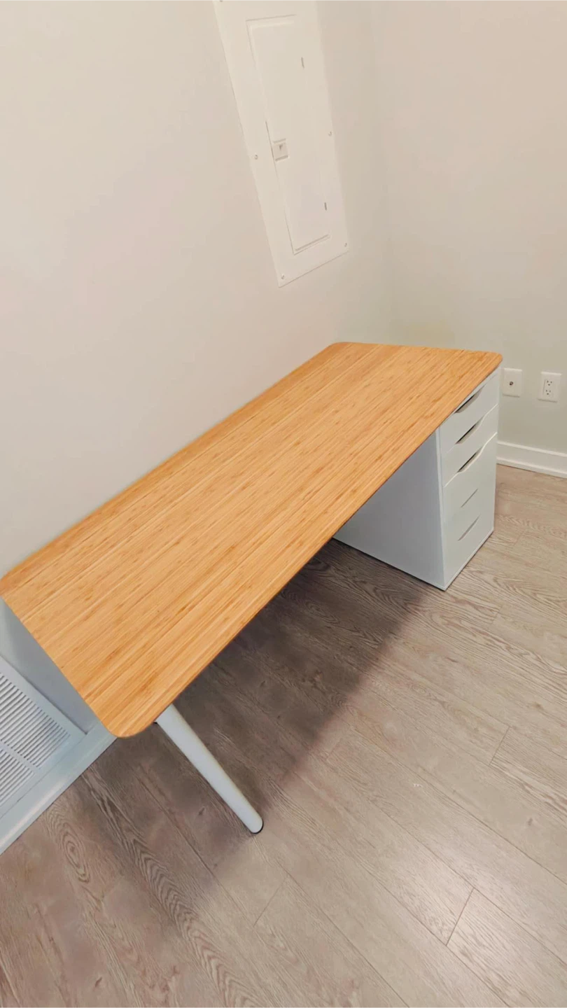 IKEA ANFALLARE / ALEX Desk, Bamboo/light grey