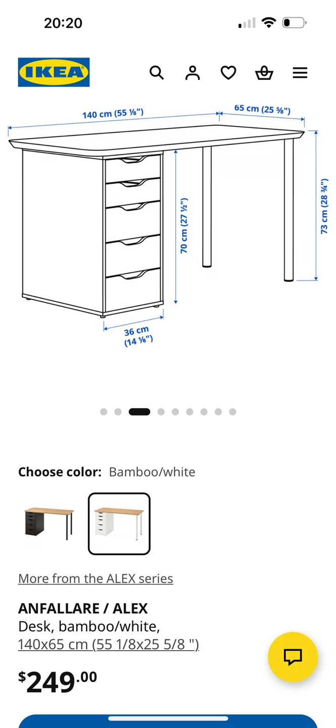 IKEA ANFALLARE / ALEX Desk, Bamboo/light grey - photo 3