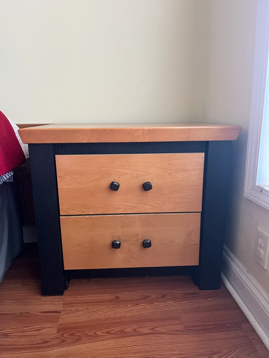 Two-drawer wooden nightstand set
