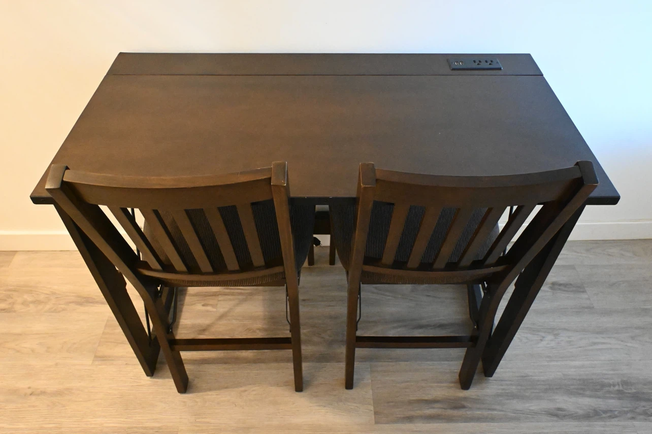 Dark Wood Drop-Leaf Table with 2 Chairs