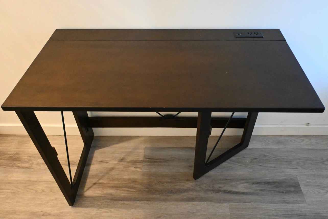 Dark Wood Drop-Leaf Table with 2 Chairs - photo 2