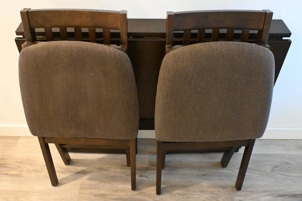 Dark Wood Drop-Leaf Table with 2 Chairs - photo 4