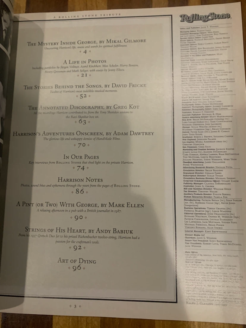 Rolling Stone Special BEATLES George Harrison Tribute Magazine - photo 5