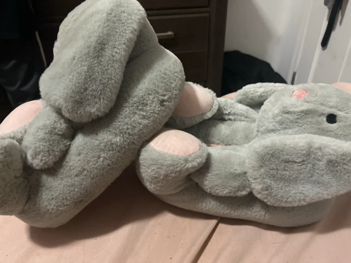 Gray Bunny Plush Slippers - photo 2