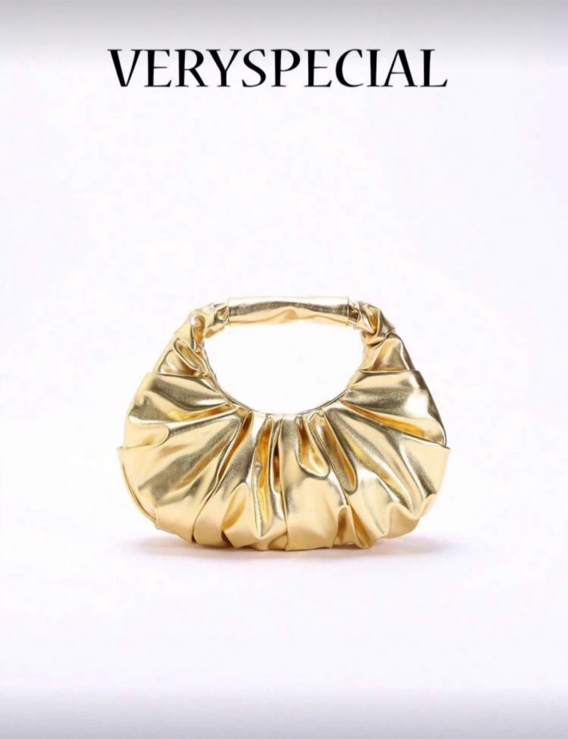 Gold Ruched Handbag