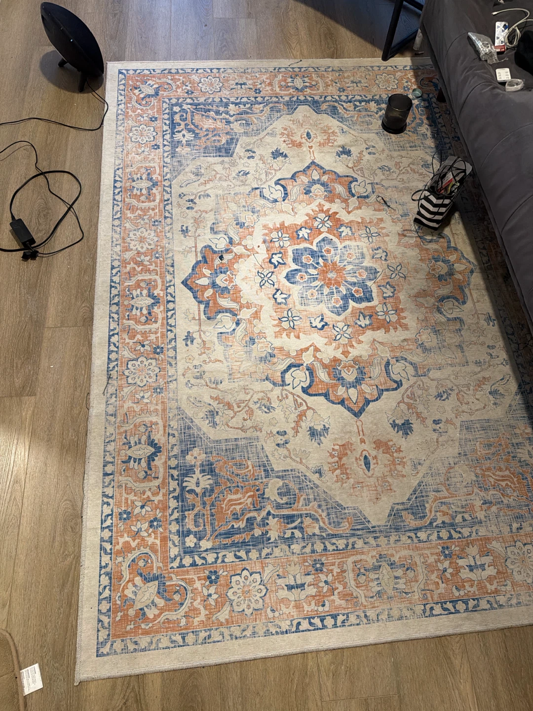 Area Rug - Blue and Orange Floral Pattern