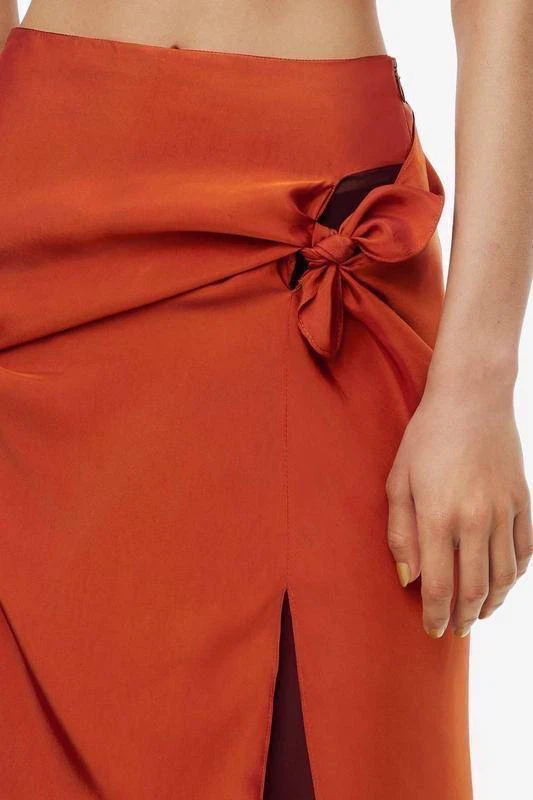 ZARA Limited Collection Orange Viscose Midi Skirt – Size M - photo 5
