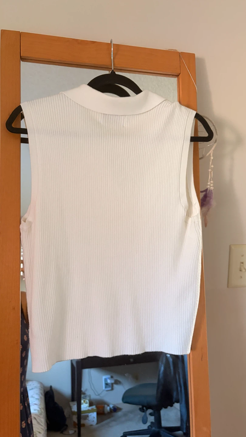 Old Navy White Sleeveless Collared Sweater Vest XL - photo 2