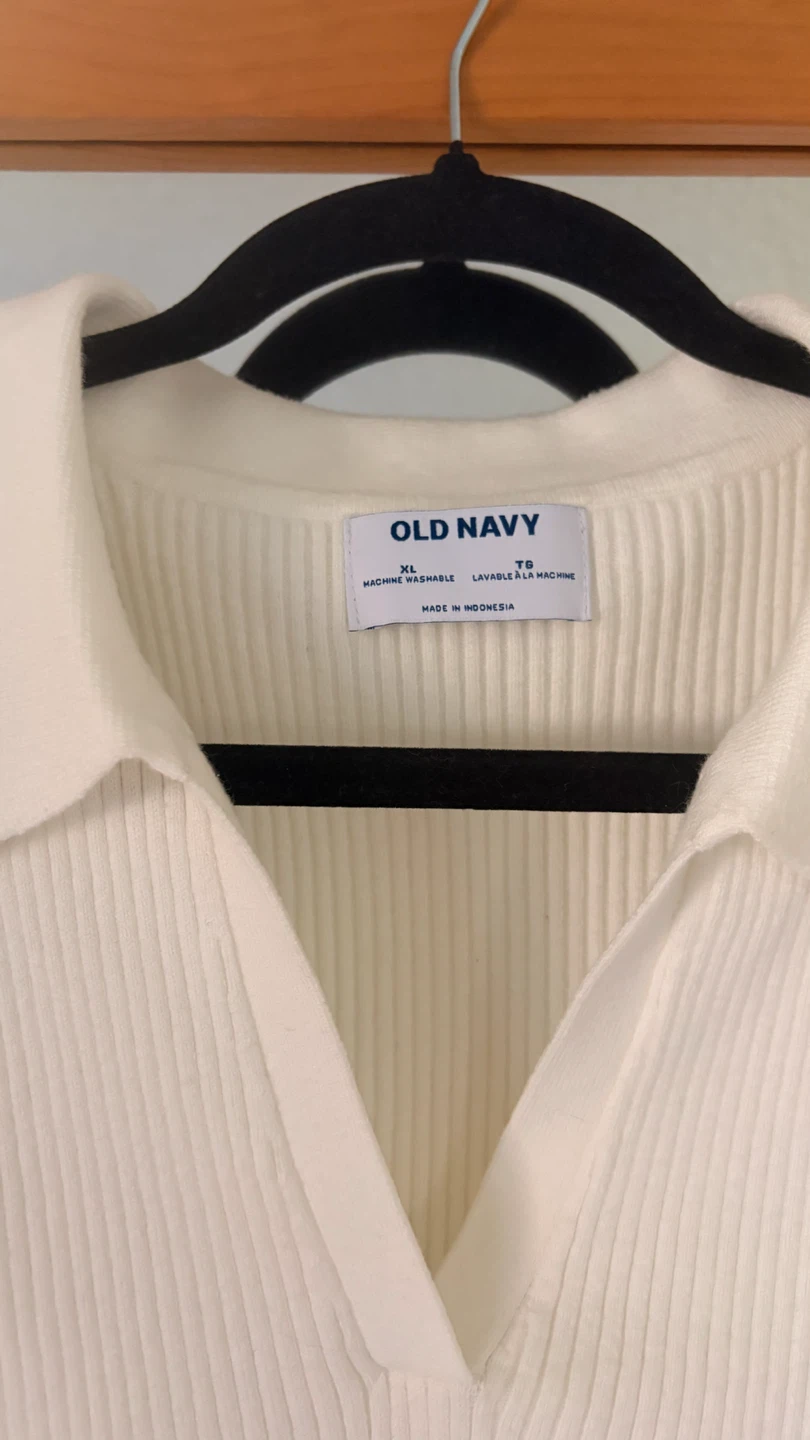 Old Navy White Sleeveless Collared Sweater Vest XL - photo 3