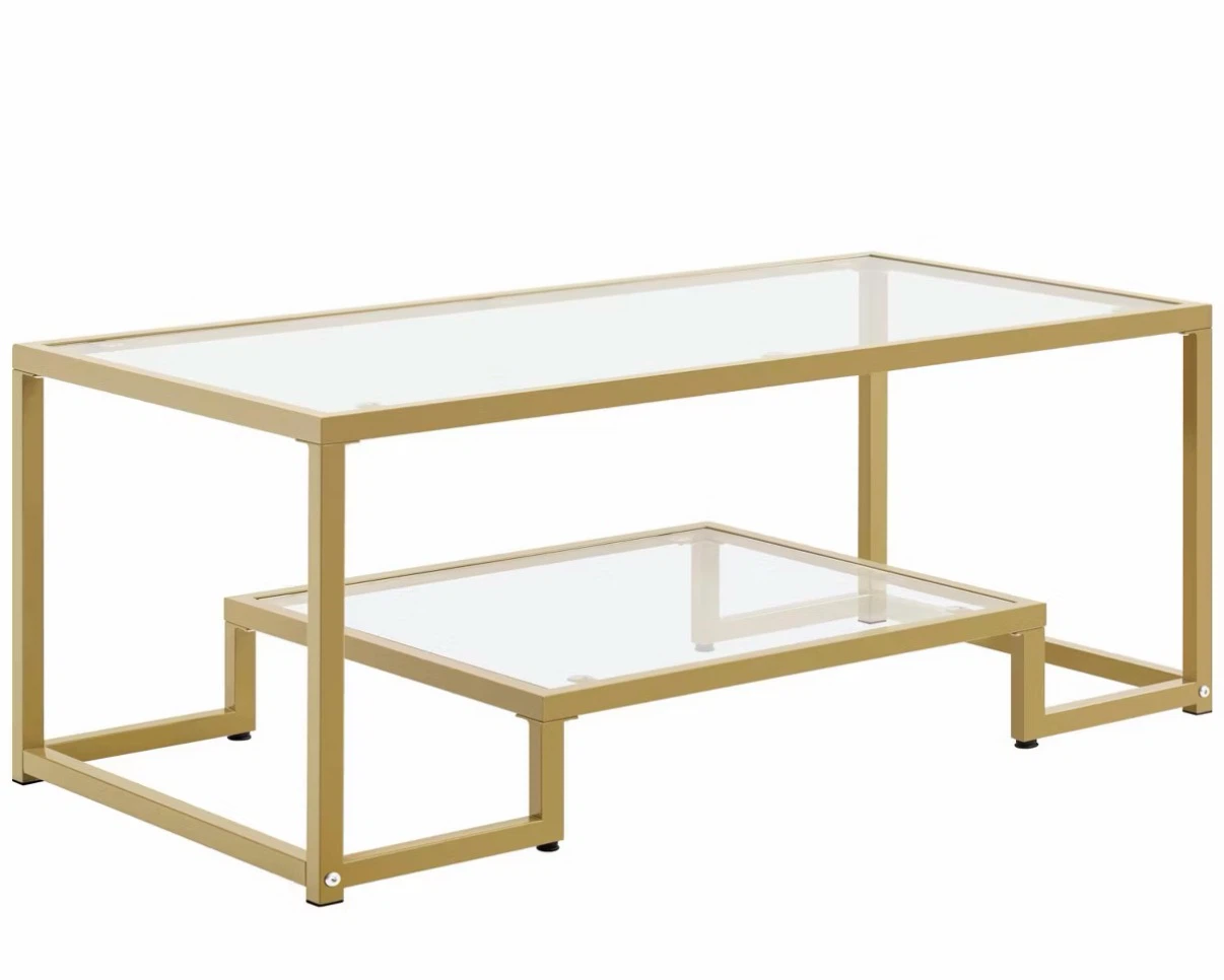 Gold Coffee Table with Glass Top
