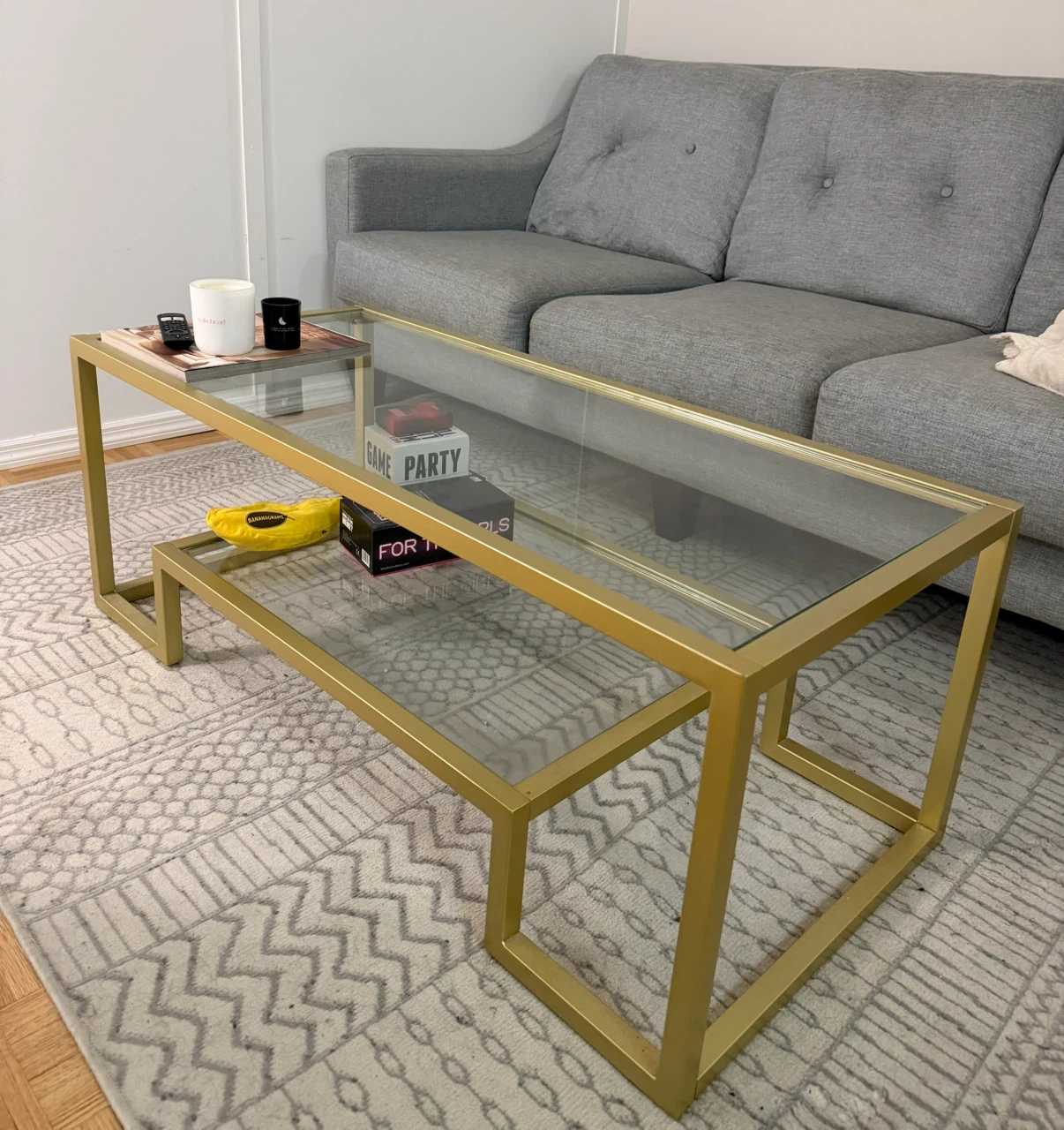 Gold Coffee Table with Glass Top - photo 2
