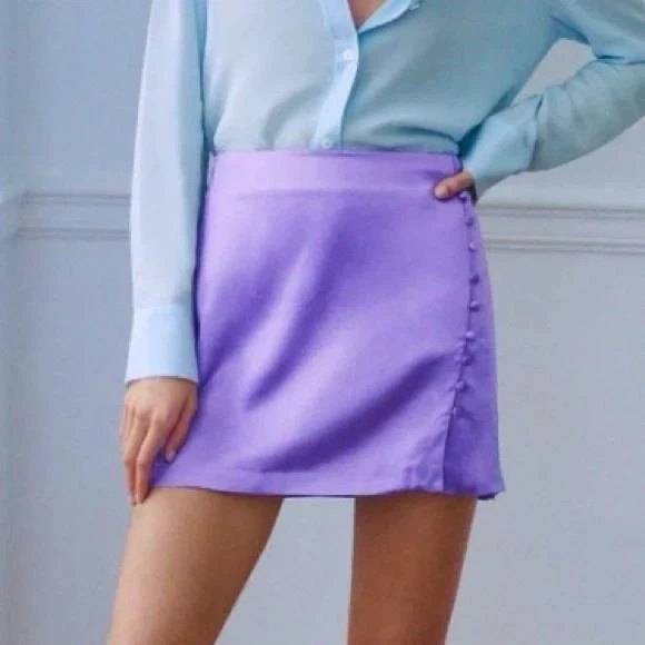 ZARA Lavender Viscose Mini Skirt – Size S - photo 2