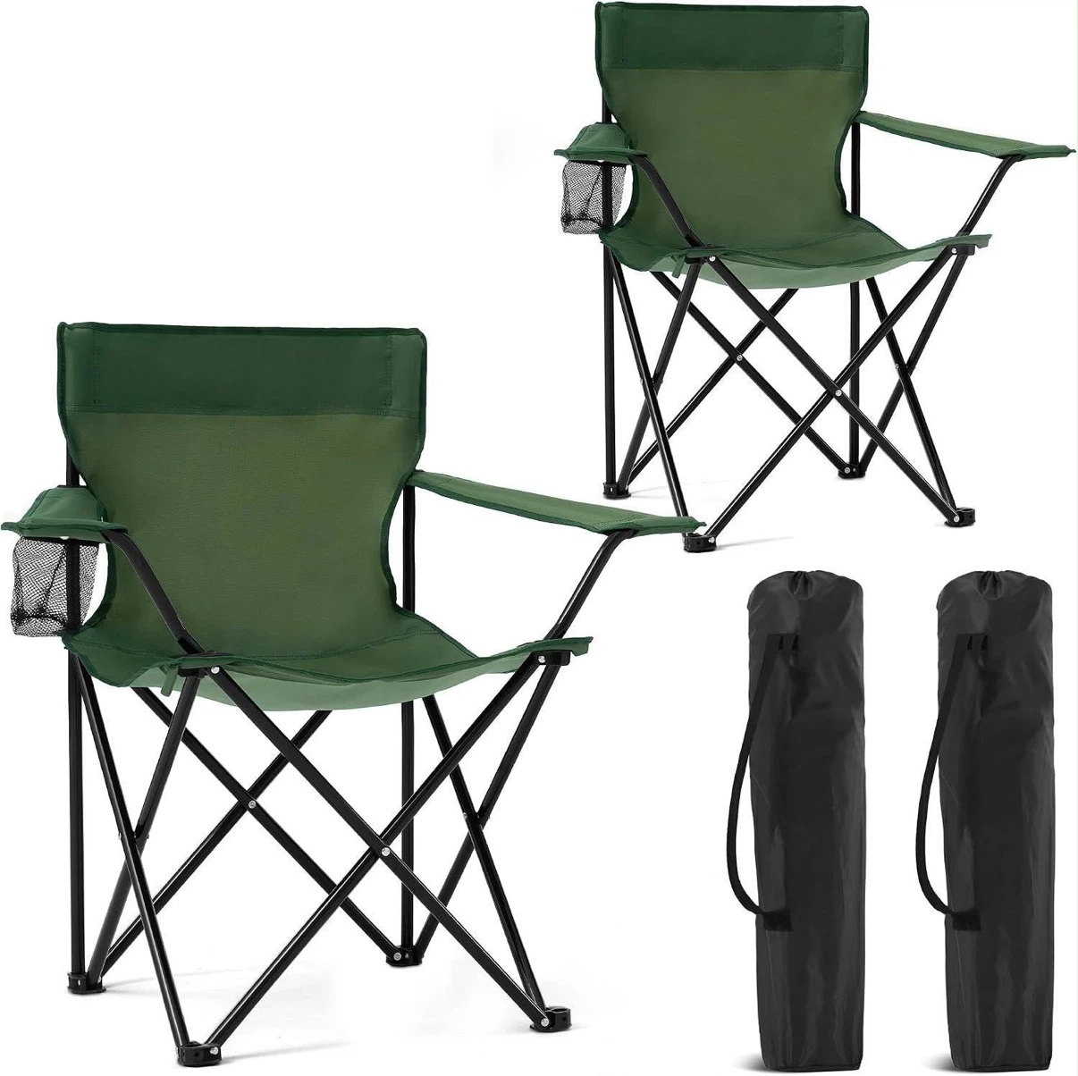 Green Camping Chair with Cup Holder