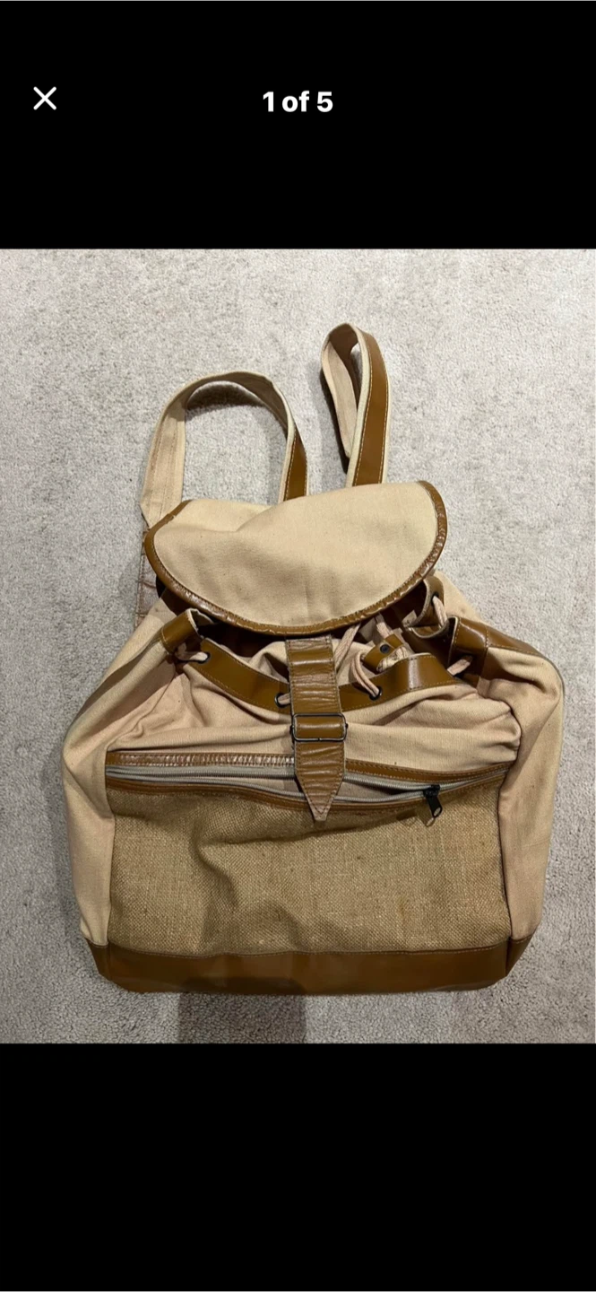 Canvas and Faux Leather Backpack