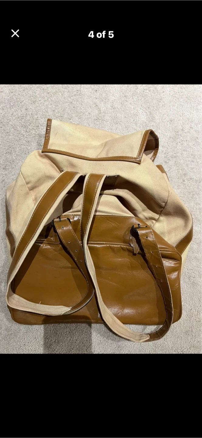 Canvas and Faux Leather Backpack - photo 2