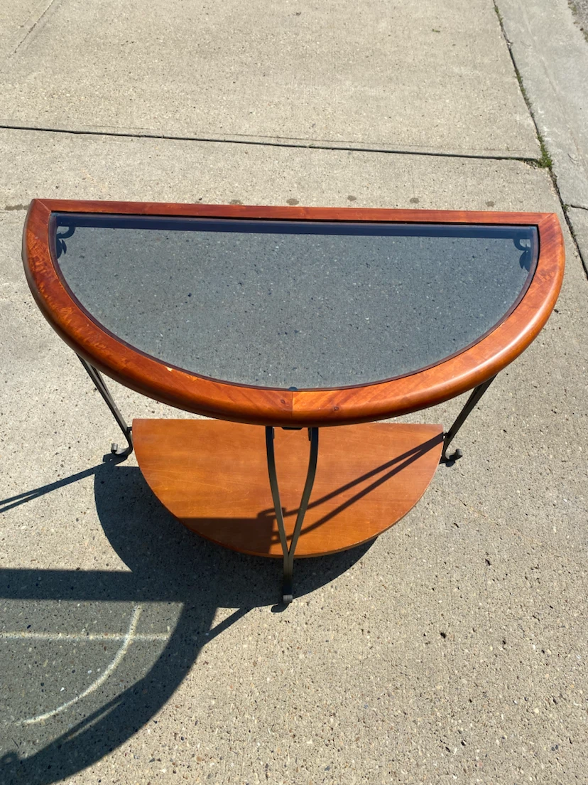 Half-Moon Glass Top Console Table ***