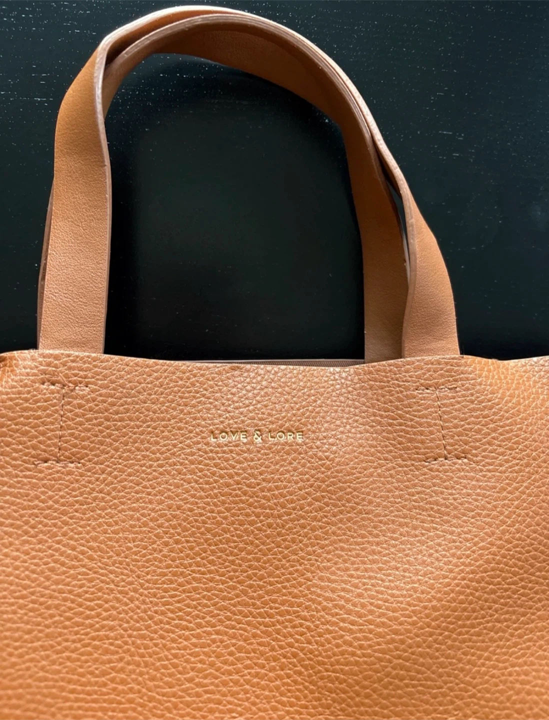 Love & Lore Brown Faux Leather Tote Bag