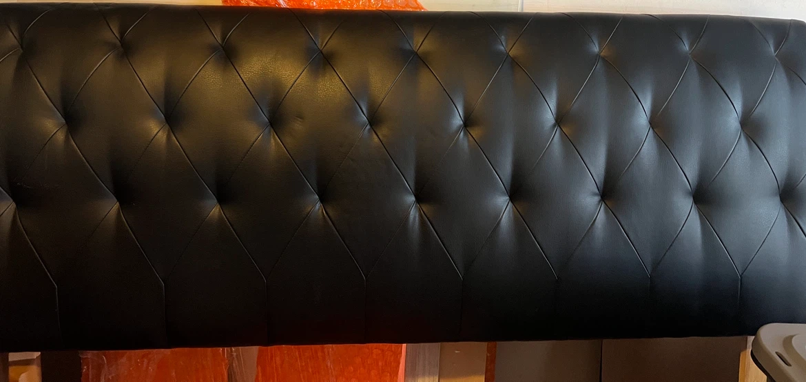 Black Tufted Headboard and metal frame