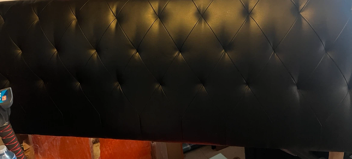 Black Tufted Headboard and metal frame - photo 2