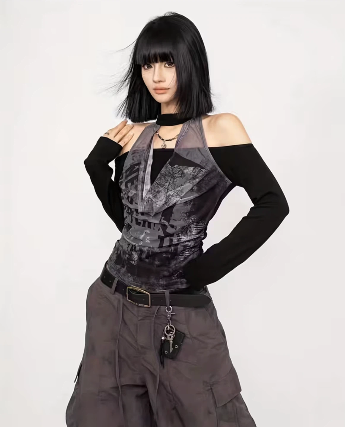 Women's Graphic Print Off-the-Shoulder Long Sleeve Top - photo 2