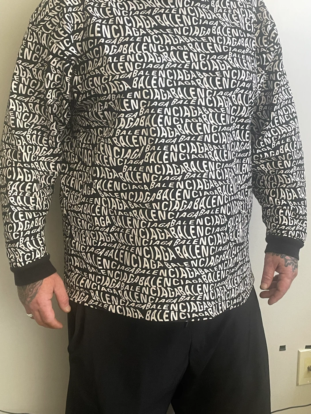 Balenciaga All-Over Logo Crewneck Shirt - Size M