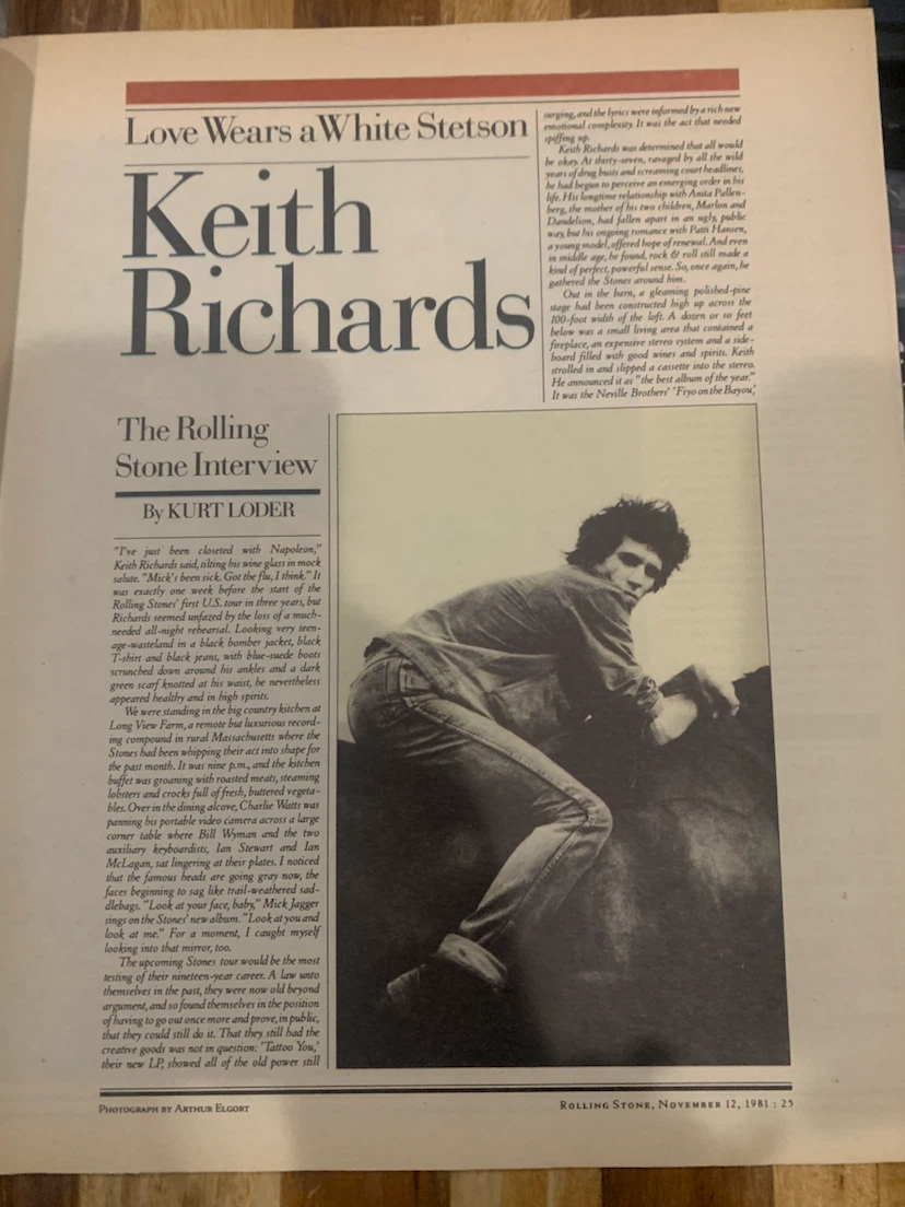 Rolling Stone Magazine - Keith Richards Cover Nov 12, 1981 - photo 2