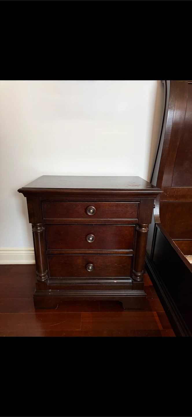 Dark Brown Wooden Nightstand - photo 2