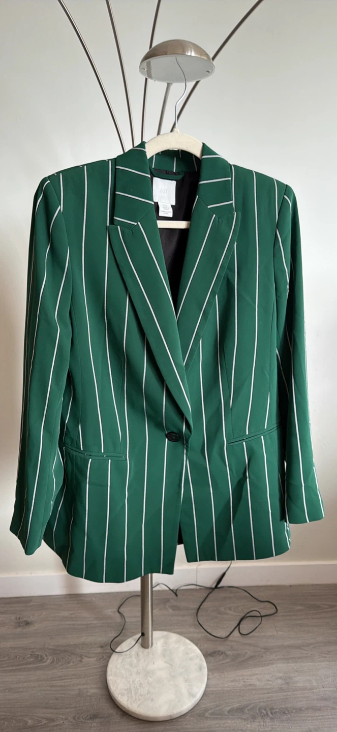 Blazer vert à rayures H&M