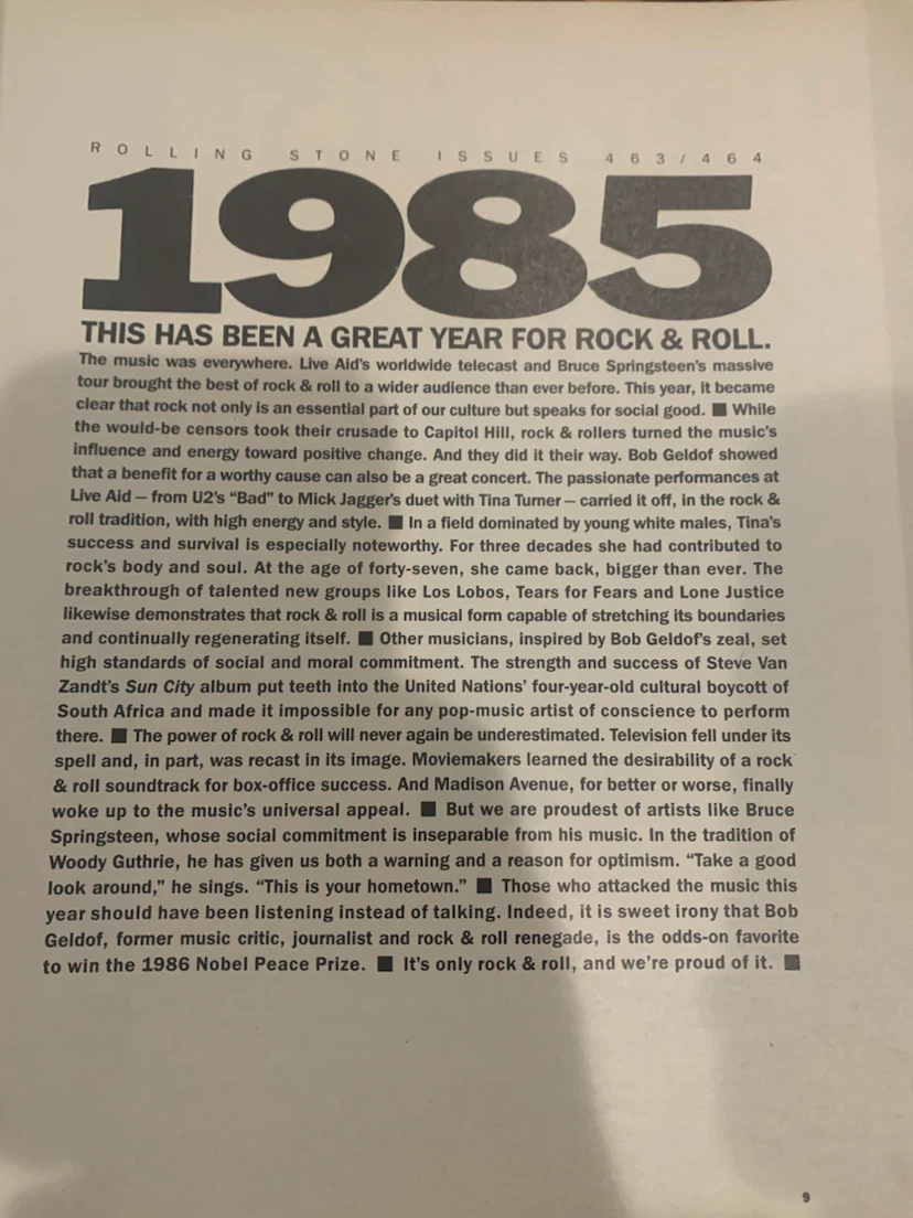 Rolling Stone 1985 Yearbook - photo 2