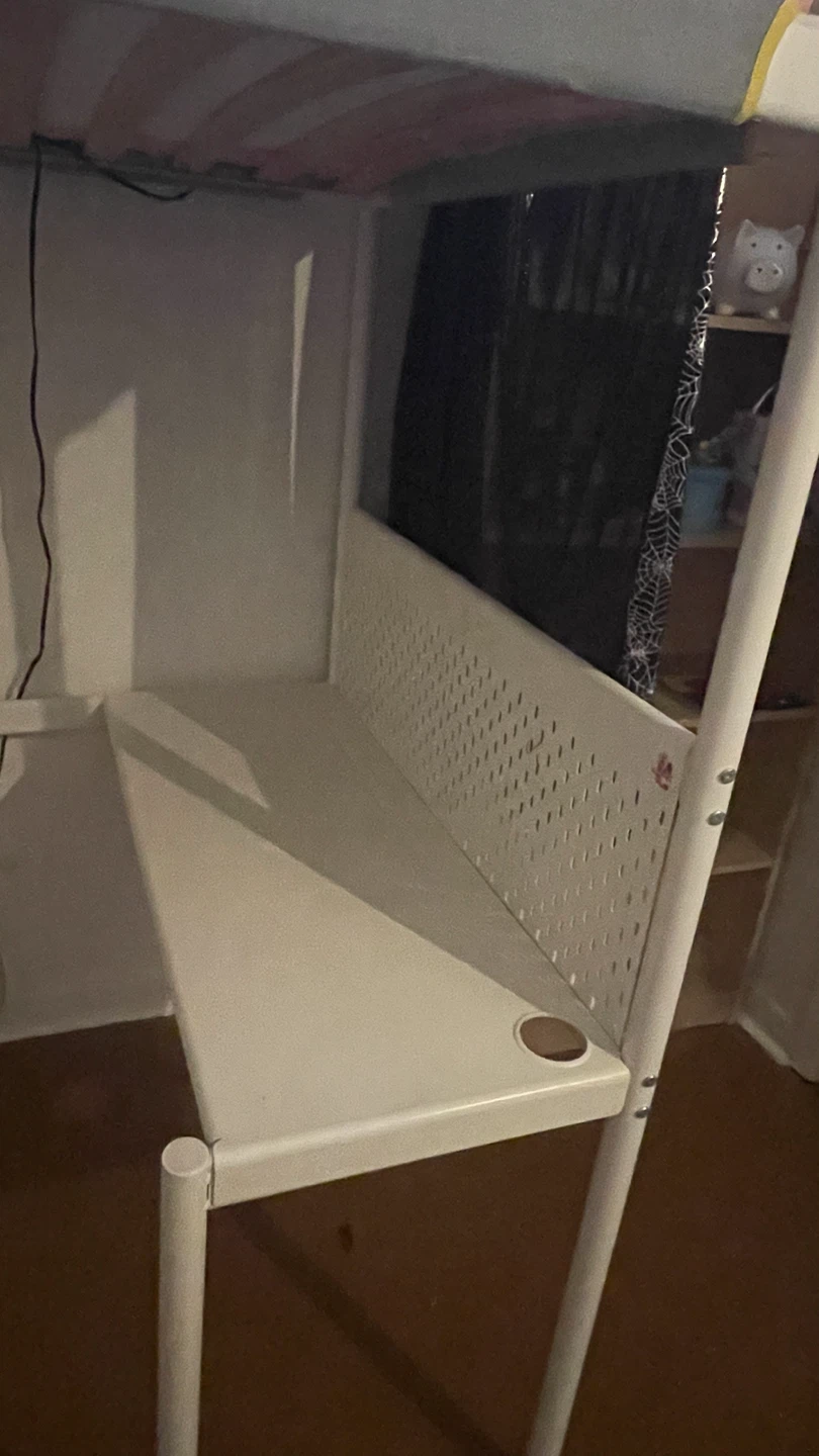 White Loft Bed with Desk - photo 3